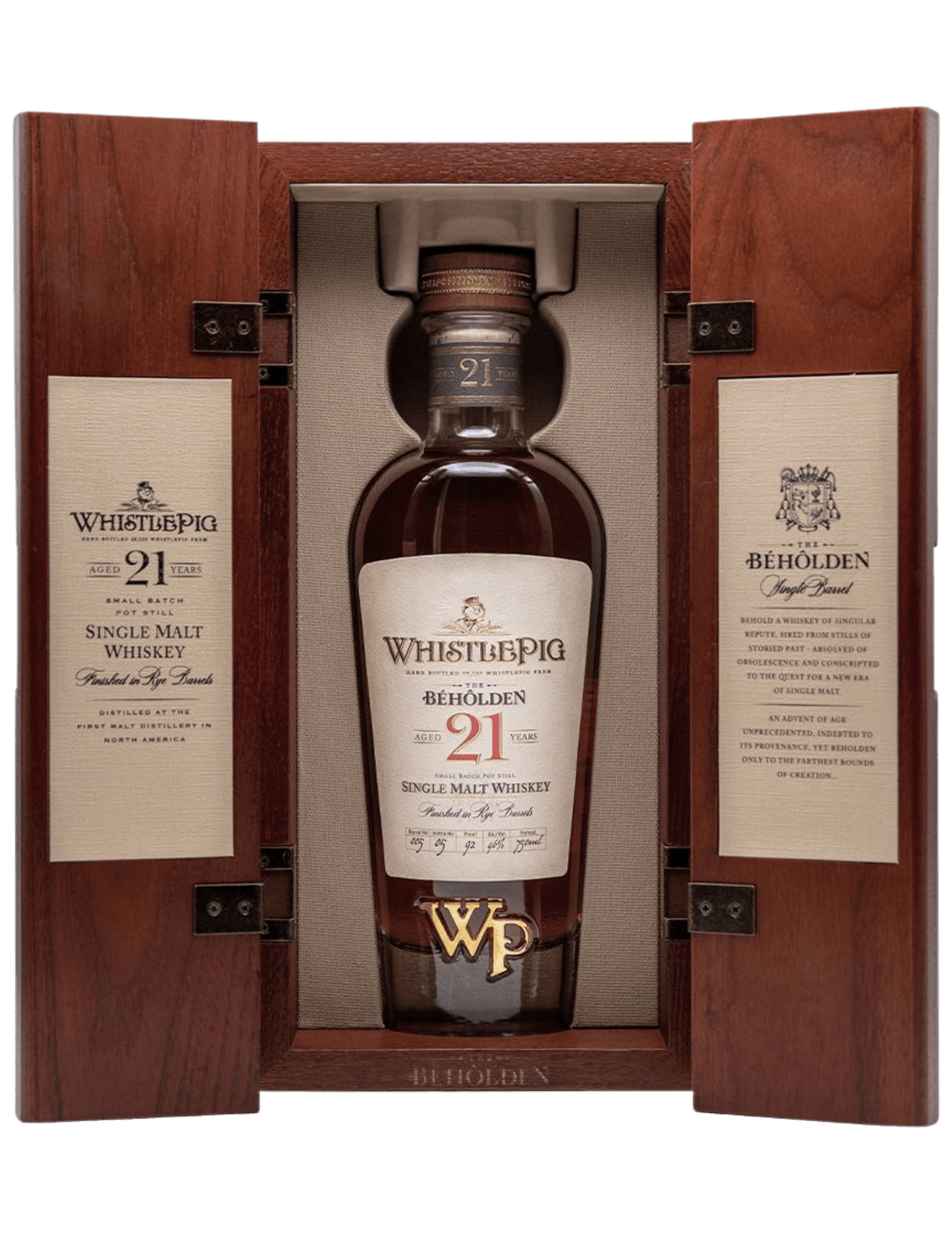 WHISTLEPIG SINGLE MALT WHISKEY THE BEHOLDEN FINISHED IN RYE 21 YR 750ML